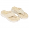 Sandalias de Dedo con Cuña de 3cm para Mujer de Tela Beige con Brillos - Amarpies ABZ28661