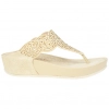 Sandalia Esclava Mujer con Cuña y Cristales Strass en Beige - Amarpies ABZ28663
