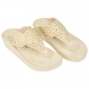 Sandalia Esclava Mujer con Cuña y Cristales Strass en Beige - Amarpies ABZ28663