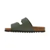 Sandalia Planas de Mujer Beis Marron Negro Gris y Verde con Doble Hebilla en Serraje Autenti 0747