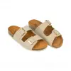 Sandalias Bio Planas de Piel Autenti para Mujer con Doble Hebilla - 11096