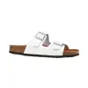 Sandalias Bio Planas de Piel Autenti para Mujer con Doble Hebilla - 11096