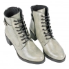 Botin Gris Mujer Piel en Charol Cordones y Cremallera Plantílla Extraíble Baerchi 40166