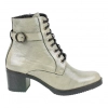 Botin Gris Mujer Piel en Charol Cordones y Cremallera Plantílla Extraíble Baerchi 40166