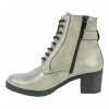 Botin Gris Mujer Piel en Charol Cordones y Cremallera Plantílla Extraíble Baerchi 40166