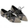 Bailarina Punta Fina Negro Cordón Animal Print Azarey 578K117