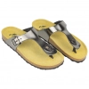 Sandalias Bio Planas Estilo Esclava de Piel Metalizada - Biocomfort WILL 005