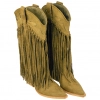 Bota Campera Flecos Marrón Punta Fina Tacón Medio Corina M6002