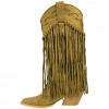 Bota Campera Flecos Marrón Punta Fina Tacón Medio Corina M6002