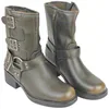 Botas Biker de Media Caña para Mujer con Hebillas y Tacón Medio - Ideal Shoes 9650A