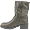 Botas Biker de Media Caña para Mujer con Hebillas y Tacón Medio - Ideal Shoes 9650A