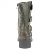 Botas Biker de Media Caña para Mujer con Hebillas y Tacón Medio - Ideal Shoes 9650A