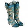 Bota Mujer Piel Terciopelo Estampado Tacón Alto Brocado Laura Vita KINOAO 45