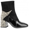 Botín Combinado Negro Tacón Medio  Animal Print  Azarey  578K120