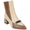 Botines de Tacón Ancho  Animal Print con Punta Fina Bicolor - Azarey 578K381
