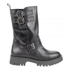 Bota negra motera alta piel piso track Bran´s 14322