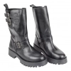 Bota negra motera alta piel piso track Bran´s 14322