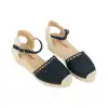 Cuña Esparto  Amarpies de Mujer Verano Croche Beis y Negro 3 Cuerdas ACX26482