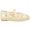 Merceditas de Esparto con Plataforma Plana y Tejido de Encaje Floral - Ideal Shoes 2225