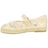 Merceditas de Esparto con Plataforma Plana y Tejido de Encaje Floral - Ideal Shoes 2225