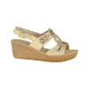 Sandalia Elegante de Mujer Blanca Dorada y Negra con Cuña y Abalorios Inblu GM000043