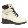 Botines de Piel Beige con Cuña, Cordones y Cremallera Lateral - Kaola 7613