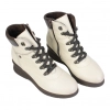 Botines de Piel Beige con Cuña, Cordones y Cremallera Lateral - Kaola 7613