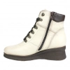 Botines de Piel Beige con Cuña, Cordones y Cremallera Lateral - Kaola 7613