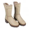 botas altas beige mujer con suela track y cremallera- Kaola 9325