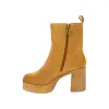 Botines Marrones Tacon Ancho y Plataforma en Piel serraje Mustang 54099