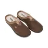 Zapatilla Casa Hombre Invierno Abiertas Marron Gris y Azul Pana Londres Plumaflex 12248