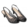 Sandalia negra de fiesta con tacón y transparencias - Prestigio C-402