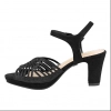 Sandalia Tacón corte Mariposa Piel (Dorado/Negro) - Prestigio C-513