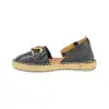 Alpargatas Planas en Piel Negro Pulsera Estribo Punta Talón Top3 SR24510