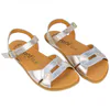 Sandalia Barefoot Mujer Piel Plata y Platino Plana Vivant Gala