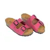 Sandalias Bio de Piel para Mujer con Doble Hebilla y Cuña de Corcho - Suver 130015