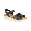 Sandalias Casuales Piel Negro Plata Cuña Corte Mariposa Velcro Kaola 2449