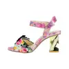 Sandalia Laura Vita de Tacón Alto Geometrico Piel Estampada Flores HACSIO 06