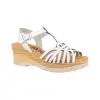 Sandalias Mujer Estilo Cangrejera Blanco Piel Plantilla Gel Confort KMN F-1088