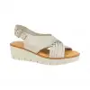 Sandalia Casual Kaola Mujer Beis Marron y Dorado Cuña en Piel Entrelazada 2451