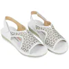 Sandalia Cuña Baja Piel Troquelada Velcro Doctor Cutillas 35334