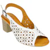 Sandalia Piel Blanca Tacón Medio Corte Mariposa 48 Horas 615107