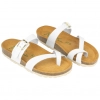 Sandalias Bio Planas de Piel Blanca con Diseño de Dedo para Mujer - Autenti 3572