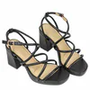 Sandalias de Fiesta Negras con Tacón de Bloque y Tiras Finas - Buonarotti A-3257