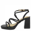 Sandalias de Fiesta Negras con Tacón de Bloque y Tiras Finas - Buonarotti A-3257