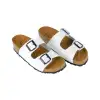 Sandalias Bio de Piel para Mujer con Doble Hebilla y Cuña de Corcho - Suver 130015