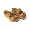Sandalias Bio de Piel para Mujer con Doble Hebilla y Cuña de Corcho - Suver 130015