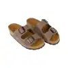 Sandalias Bio de Piel para Mujer con Doble Hebilla y Cuña de Corcho - Suver 130015