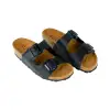 Sandalias Bio de Piel para Mujer con Doble Hebilla y Cuña de Corcho - Suver 130015