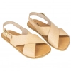 Sandalias Barefoot Mujer Piel Camel con Tiras Cruzadas y Hebilla Lateral - Vivant v-9105